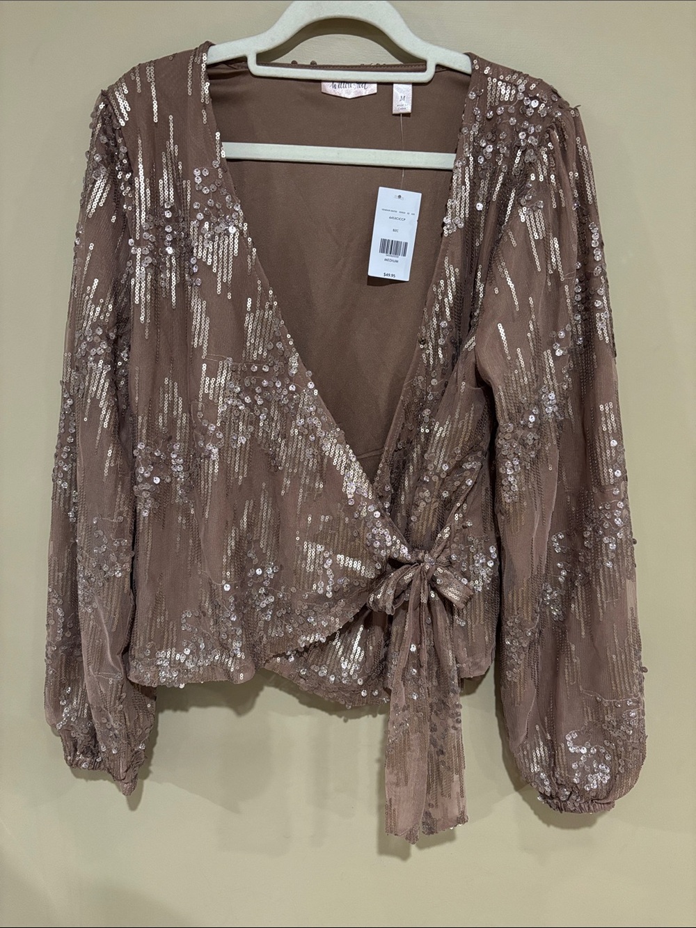 NWT willow & root balloon sleeve sequin top